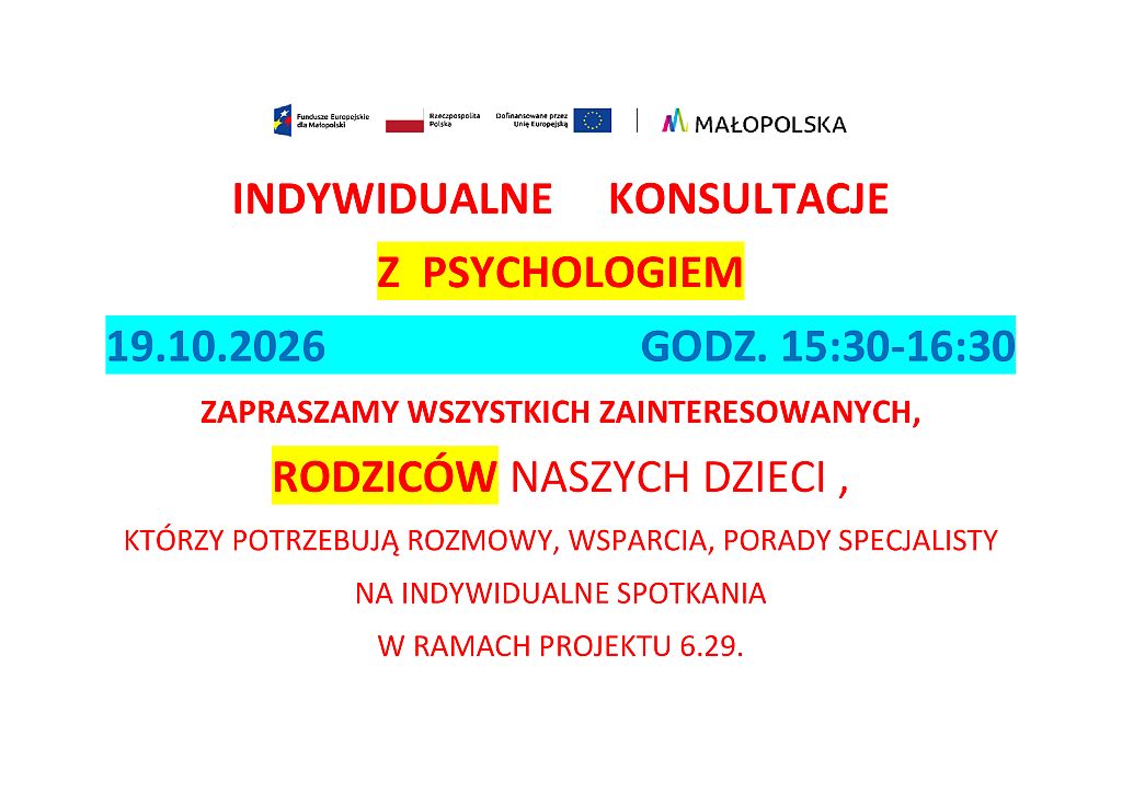 Indywidualne konsultacje z psychologiem